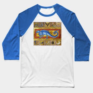 MEDIEVAL BESTIARY,SEPS LEGENDARY SNAKE , FANTASTIC ANIMALS IN GOLD RED BLUE COLORS Baseball T-Shirt